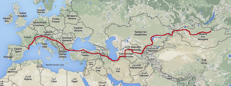 Mapa de papanatas team para llegar a mongolia en la mongoll rally